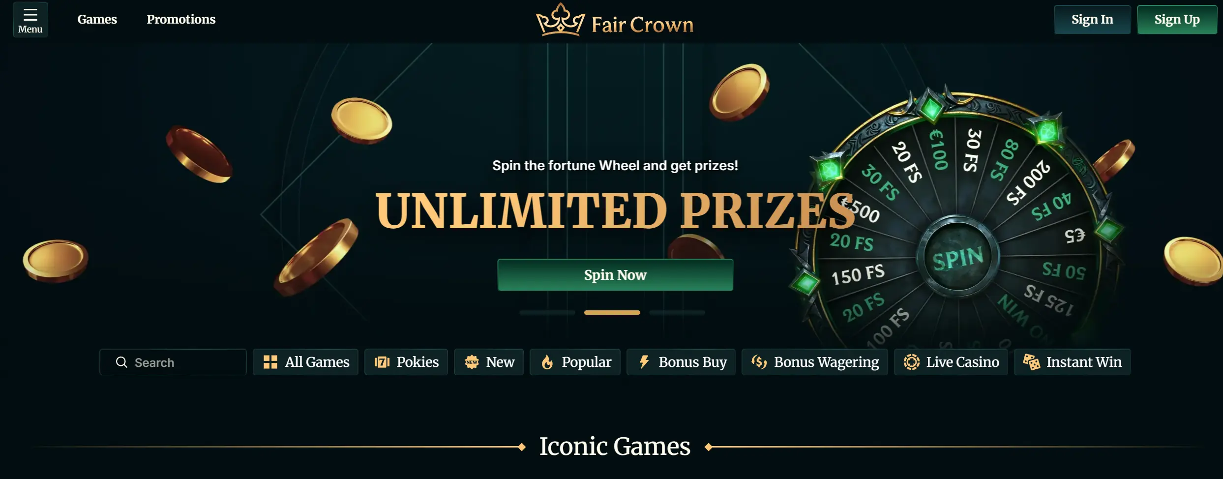 faircrown home page screenshot